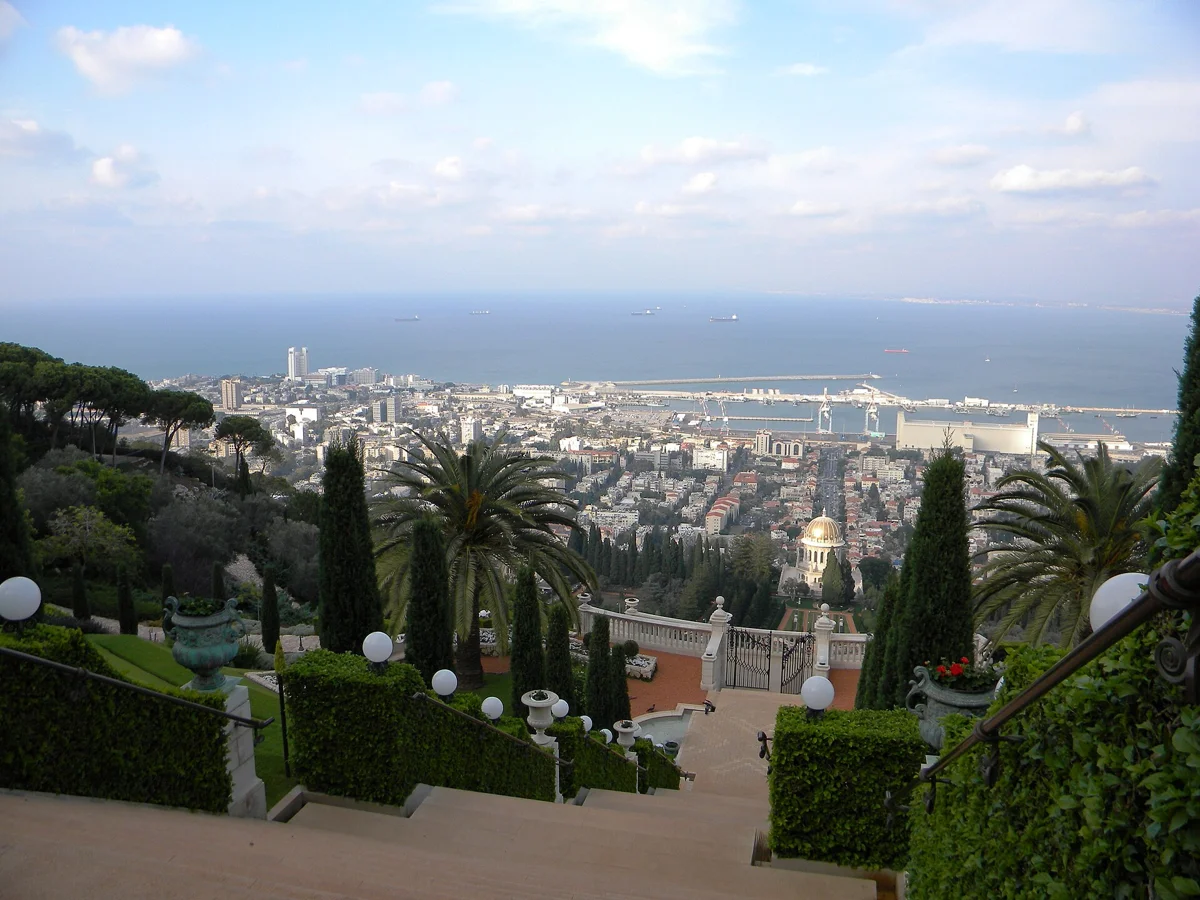 The Bahá'í terraces in Haifa on a Caesarea, Haifa and Akko tour