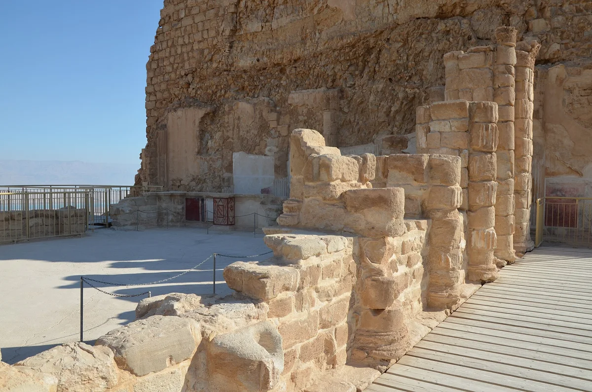 The lower terrace of Herod's palace at Masada on a Masada, Ein Gedi and Dead Sea tour