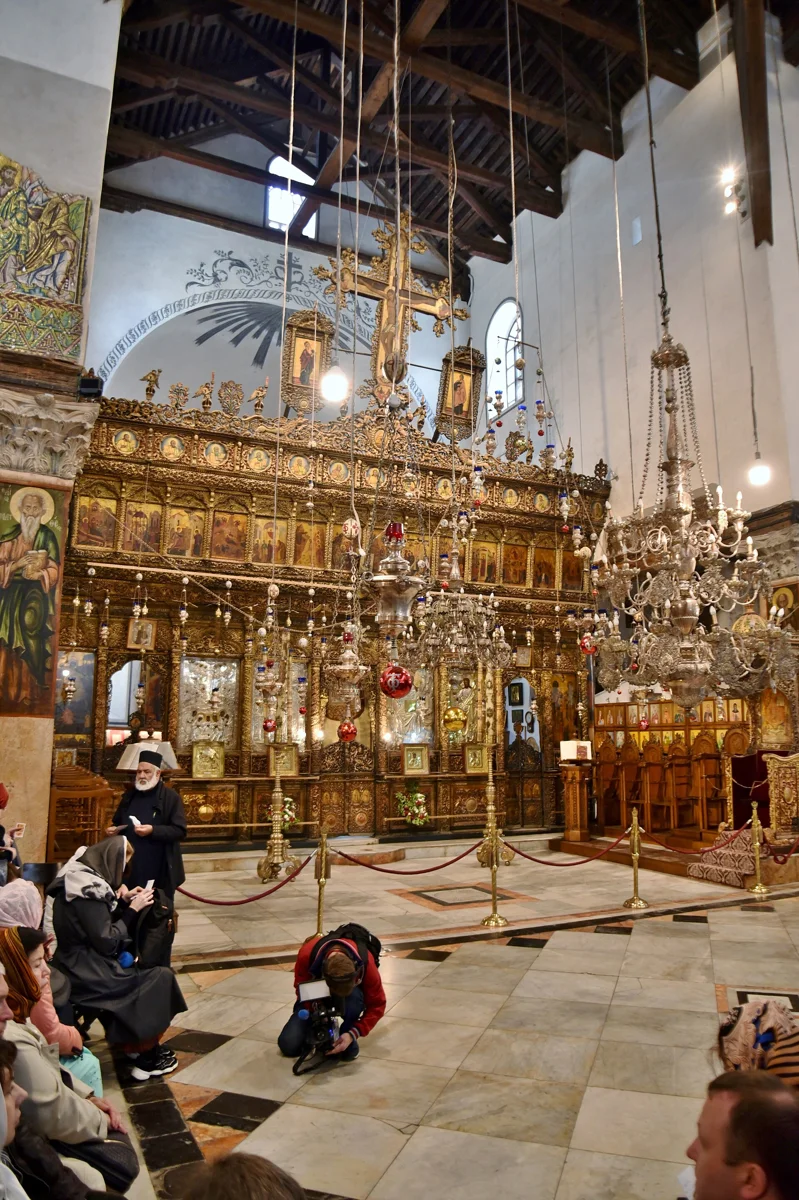 Inside the Church of the Nativity in Bethlehem, the shortest of the day trips from Jerusalem